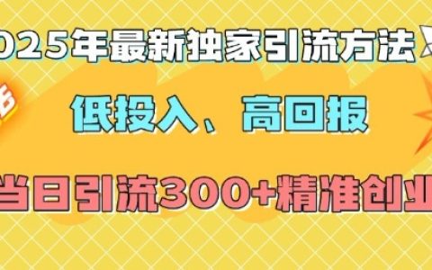 2025年最新獨(dú)家高效引流技巧，低成本高回報(bào)！日引300+精準(zhǔn)創(chuàng)業(yè)粉絲秘籍
