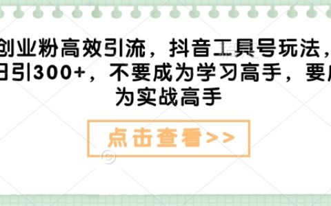 抖音工具號高效引流：創(chuàng)業(yè)粉日引300+，從學(xué)習(xí)到實戰(zhàn)，快速實現(xiàn)變現(xiàn)
