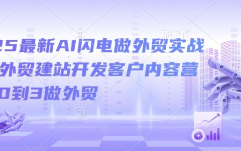 2025最新AI外貿實戰課：外貿建站+客戶開發+內容營銷，從0到3快速入門