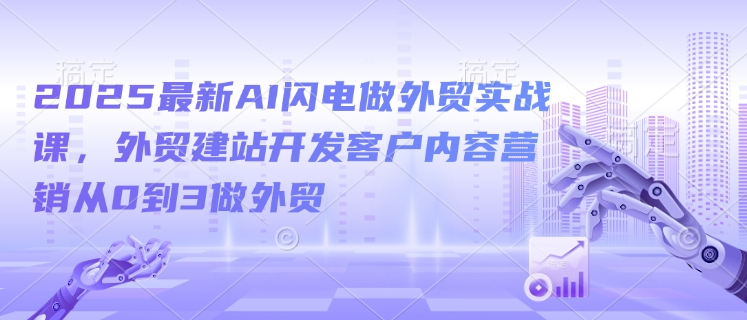 2025最新AI閃電做外貿(mào)實戰(zhàn)課,外貿(mào)建站開發(fā)客戶內(nèi)容營銷從0到3做外貿(mào)