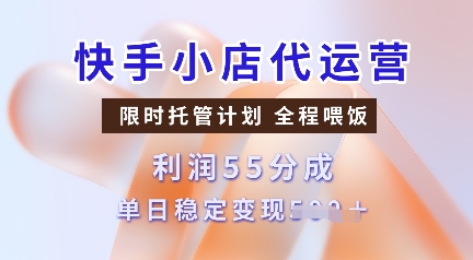 快手小店代運營,限時托管計劃,收益55分,單日穩定變現多張【揭秘】