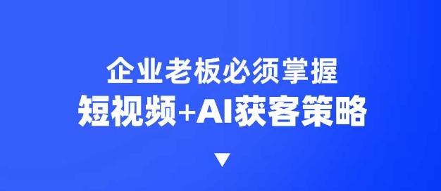 企業短視頻AI獲客霸屏流量課,6步短視頻+AI突圍法,3大霸屏搶客策略