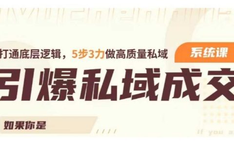 私域流量成交力系統課：從0到精通，5步3力打造高質量私域流量