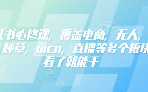 小紅書運營必修課：涵蓋電商、無人零售、客戶獲取、種草技巧、MCN合作及直播帶貨全攻略