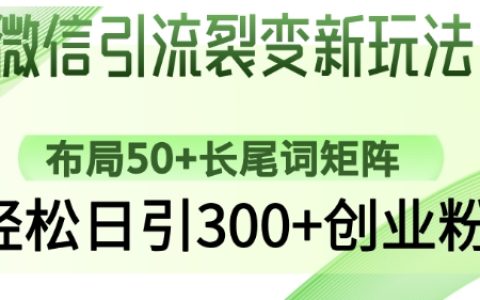 微信引流新技巧：搭建50+長尾詞矩陣，實(shí)現(xiàn)每日精準(zhǔn)引入300+創(chuàng)業(yè)粉絲