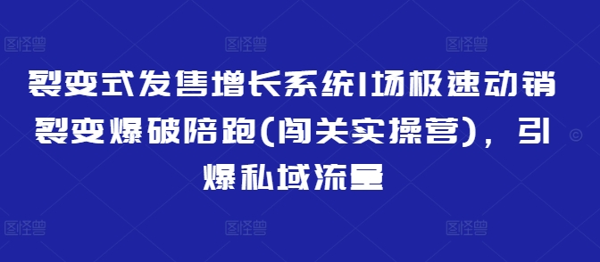 裂變式發售增長系統1場極速動銷裂變爆破陪跑(闖關實操營)，引爆私域流量