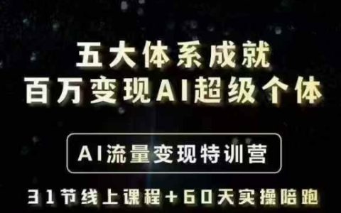 五大體系打造AI超級個體，手把手教你實現百萬收入的AI流量變現特訓營