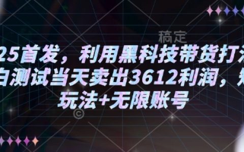 2025年最新黑科技帶貨技巧，小白首日盈利3612元，揭秘矩陣玩法與無限賬號操作