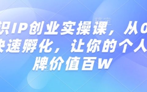 知識IP創業實戰教程：從零開始快速孵化個人品牌，實現百W價值提升指南