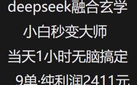 抖音小紅書DeepSeek深度學習融合教程，零基礎快速掌握，1小時內輕松完成9單，純利潤過千