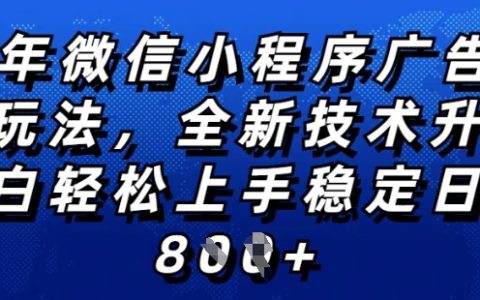 2025年微信小程序全新操作指南：純小白輕松上手，穩定日賺技巧大公開，技術全面升級，全網獨家揭秘