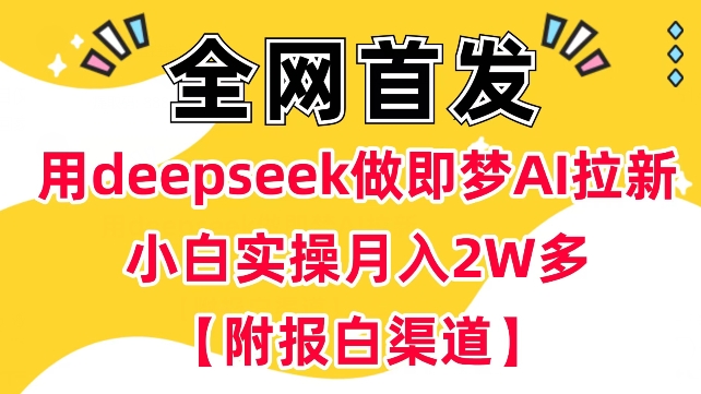 用deepseek做即夢Ai拉新?小白實操月入過W+【附報白渠道】