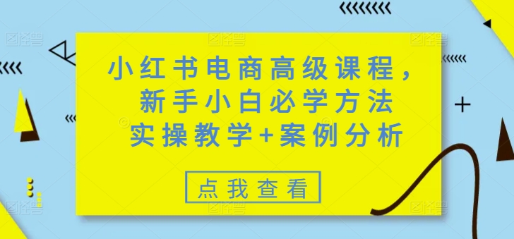 小紅書電商高級課程,新手小白必學方法,實操教學+案例分析