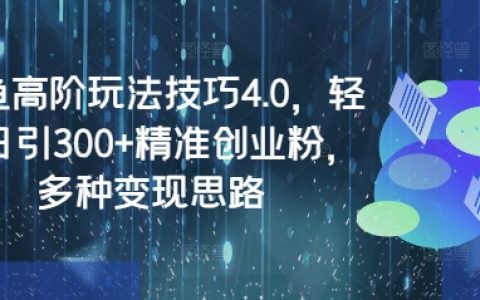 閑魚高階運營指南4.0：每日引流300+精準用戶，創業賺錢新思路分享