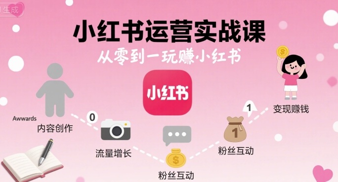 小紅書運營實戰課，從零到一玩賺小紅書