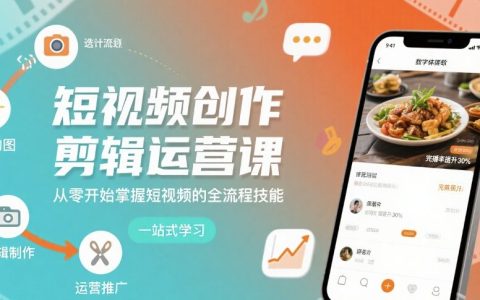 短視頻創作剪輯運營課，從零開始掌握短視頻的全流程技能