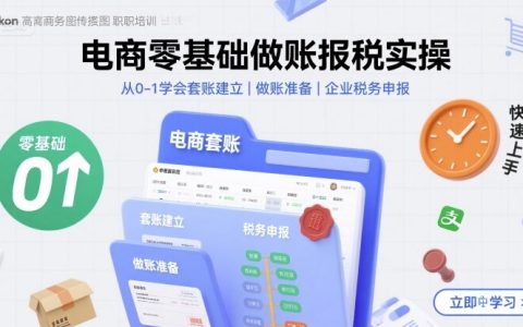 電商零基礎做賬報稅實操快速上手，從0-1學會套賬建立，做賬準備，企業稅務申報