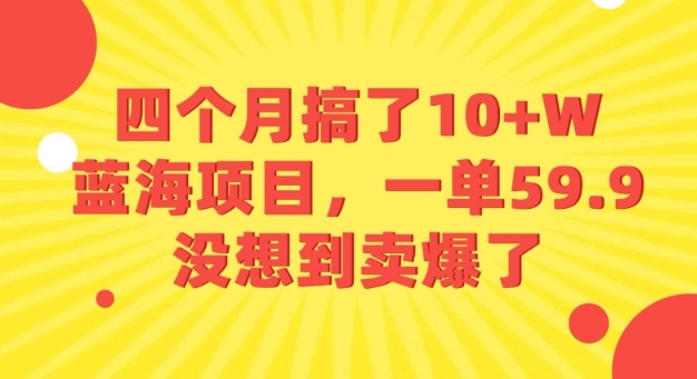 四個月搞了10+W的藍海項目，一單59.9米，沒想到賣爆了