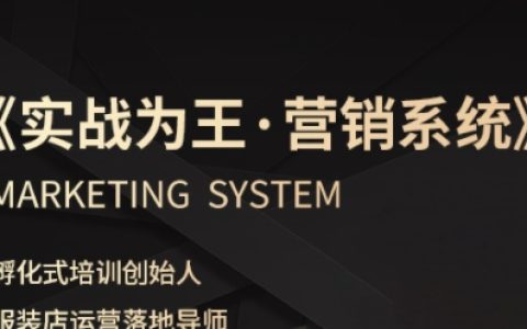 服裝老板必修課《實戰為王-營銷系統》實現業績被動式增長