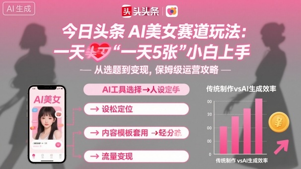 今日頭條AI美女賽道玩法,一天輕松5張,小白輕松上手