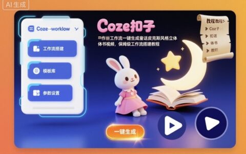 Coze扣子工作流一鍵生成童話皮克斯風格立體書視頻，保姆級工作流搭建教程