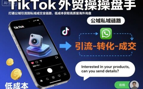 TikTok外貿操盤手，打通公域引流到私域成交全鏈路，低成本獲取高質量海外詢盤