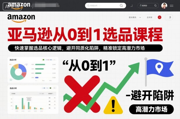 亞馬遜從0到1選品課程，快速掌握選品核心邏輯，避開同質化陷阱，精準鎖定高潛力市場