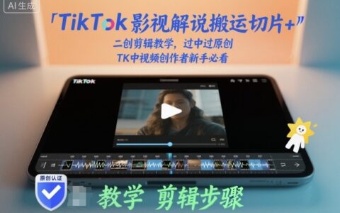 TikTok影視解說搬運(yùn)切片+二創(chuàng)剪輯教學(xué)，過中過原創(chuàng)，TK中視頻創(chuàng)作者新手必看