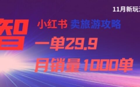 小紅書賣旅游攻略，一單29.9，每個(gè)月賣出1000單