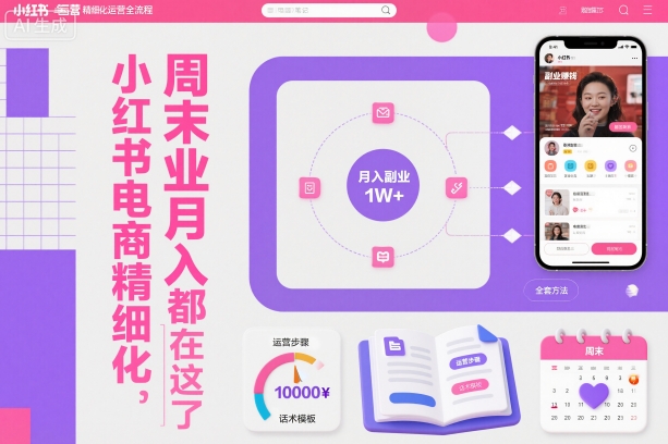 小紅書(shū)電商精細(xì)化運(yùn)營(yíng)全流程,周末副業(yè)月入1W+,全套方法都在這了