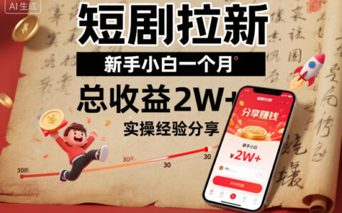短劇拉新新手小白一個月總收益2W+實操經(jīng)驗分享