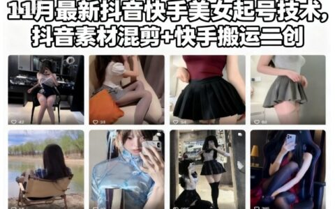 11月最新抖音快手美女起號技術，抖音素材混剪+快手搬運二創