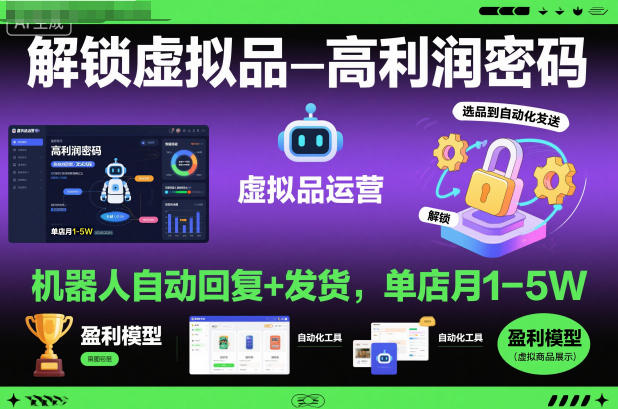 解鎖虛擬品高利潤密碼:機器人自動回復+發貨,單店月1-5W【揭秘】