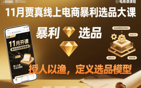 11月賈真線上電商暴利選品大課，授人以漁，定義選品模型