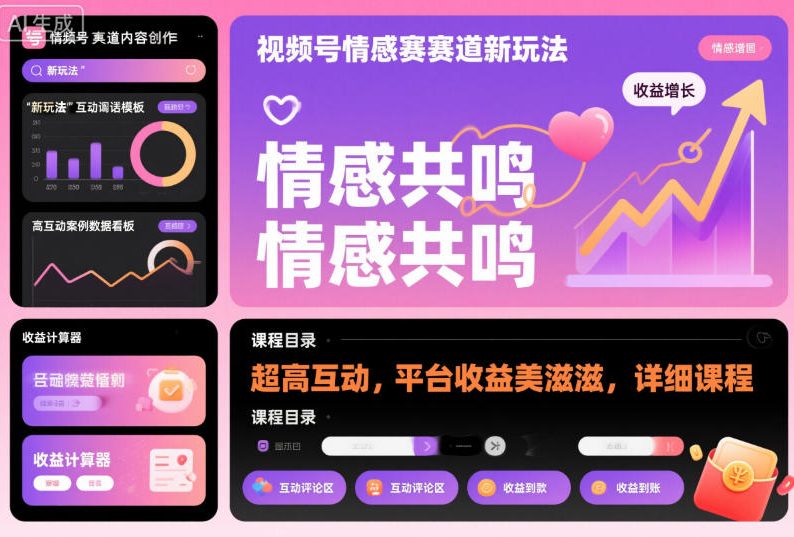 視頻號情感賽道新玩法,超高互動,平臺收益美滋滋,詳細課程