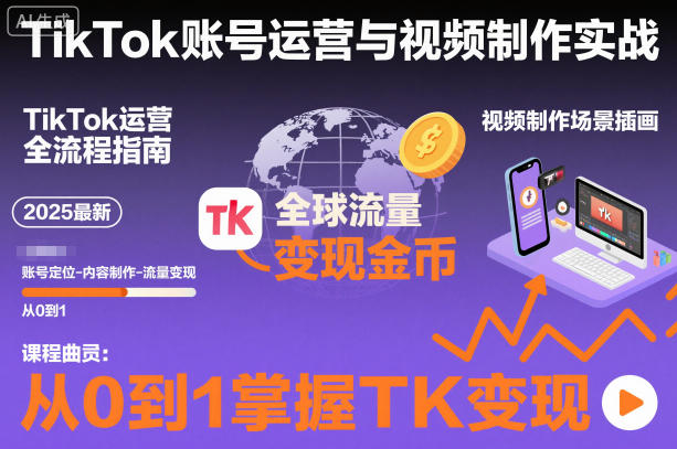 2025最新TikTok賬號運營與視頻制作實戰全流程,從0到1掌握TK變現(含11月最新TK搬運技術)