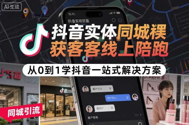 抖音實體同城獲客線上陪跑,從0到1學抖音一站式解決方案