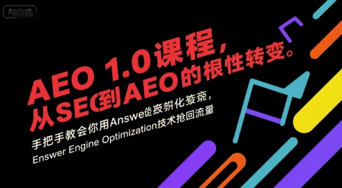 AEO 1.0 課程,從SEO到AE0的基命性轉(zhuǎn)變,手把手教會你用AnswerEngineOptimization技術(shù)搶回流量(更新)