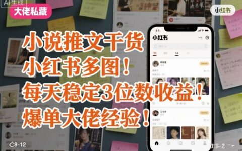 小說推文干貨之小紅書多圖每天穩定3位數收益爆單大佬經驗分享