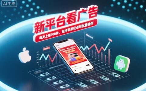 新平臺看廣告，養好機一條0.3到5米，每天上限100條，支持蘋果安卓可批量操作