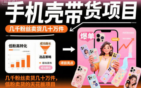 手機(jī)殼帶貨項(xiàng)目，幾千粉絲賣貨幾十萬件，短視頻低粉賣貨的天花板項(xiàng)目