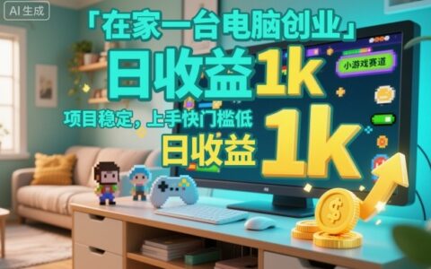 在家一臺電腦創業，小游戲賽道，項目穩定，上手快門檻低，日收益1k+【揭秘】