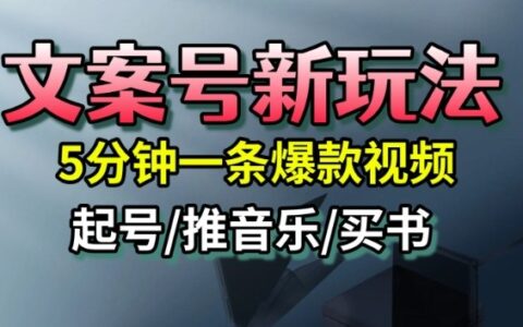 文案號新玩法，5分鐘一條爆款視頻，流量高，起號快，多方位變現
