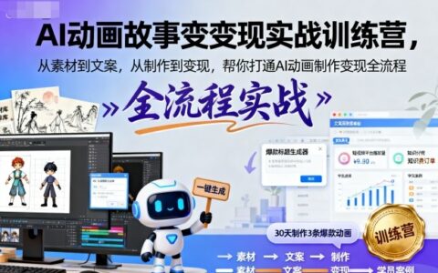 AI動(dòng)畫(huà)故事變現(xiàn)實(shí)戰(zhàn)訓(xùn)練營(yíng)，從素材到文案，從制作到變現(xiàn)，幫你打通AI動(dòng)畫(huà)制作變現(xiàn)全流程