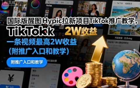 國際版醒圖Hypic拉新項目TikTok推廣教學(xué)，一條視頻最高2W收益（附推廣入口和教學(xué)）