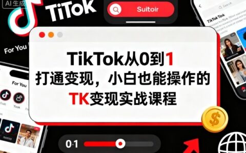 TikTok從0到1打通變現，小白也能操作的TK變現實戰課程