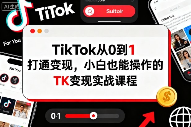 TikTok從0到1打通變現，小白也能操作的TK變現實戰課程