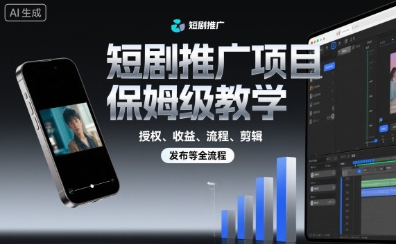 短劇推廣項(xiàng)目保姆級(jí)教學(xué)，授權(quán)、收益、流程、剪輯，發(fā)布等全流程