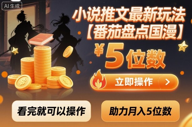 小說推文最新玩法，助力月入5位數(shù)【番茄盤點國漫】玩法，看完就可以操作