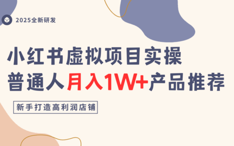 小紅書虛擬項目實操指南，普通人月入1W+產品推薦，直接抄